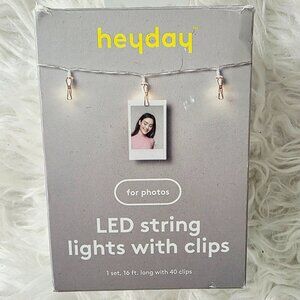 NIB Heyday LED String Lights with Clips, 1 Set, 16ft Long, 40 Instax Clips